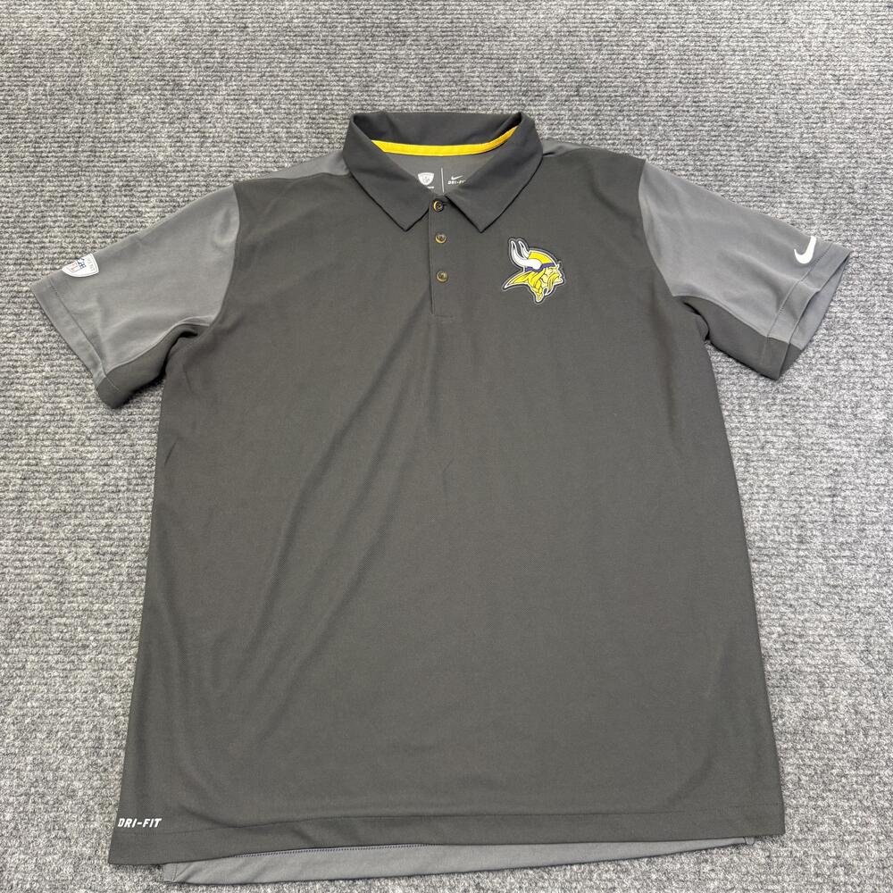 Minnesota Vikings Polo Shirt Mens XL Gray NFL Football Nike Dri Fit Training